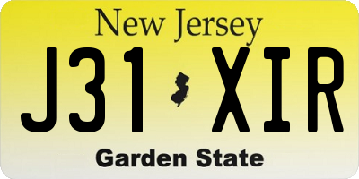 NJ license plate J31XIR