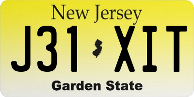 NJ license plate J31XIT