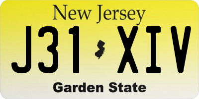NJ license plate J31XIV