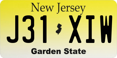 NJ license plate J31XIW