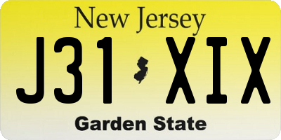 NJ license plate J31XIX