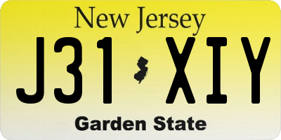NJ license plate J31XIY