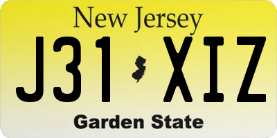 NJ license plate J31XIZ