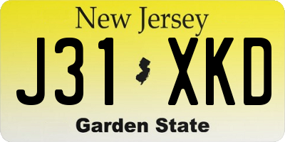 NJ license plate J31XKD