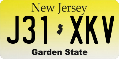 NJ license plate J31XKV