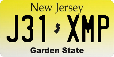 NJ license plate J31XMP