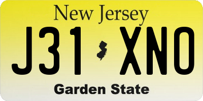 NJ license plate J31XNO