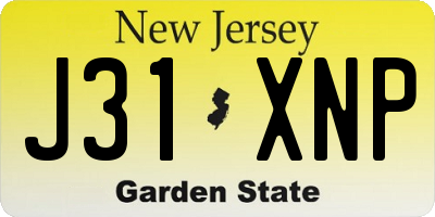 NJ license plate J31XNP