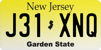 NJ license plate J31XNQ