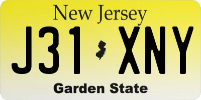 NJ license plate J31XNY