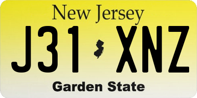 NJ license plate J31XNZ