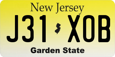 NJ license plate J31XOB