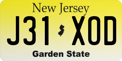 NJ license plate J31XOD