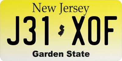 NJ license plate J31XOF