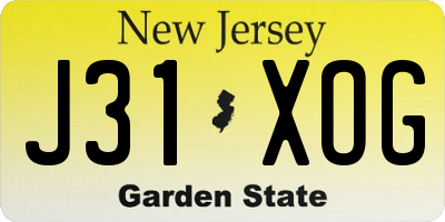 NJ license plate J31XOG