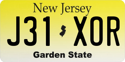 NJ license plate J31XOR