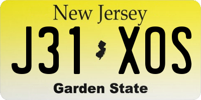 NJ license plate J31XOS