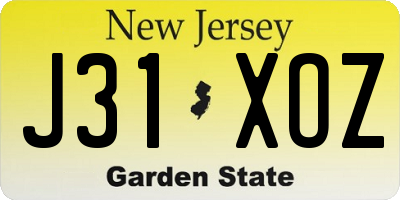 NJ license plate J31XOZ