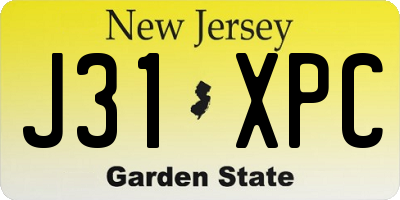 NJ license plate J31XPC