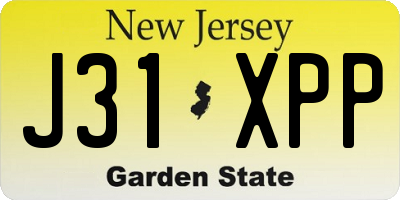 NJ license plate J31XPP