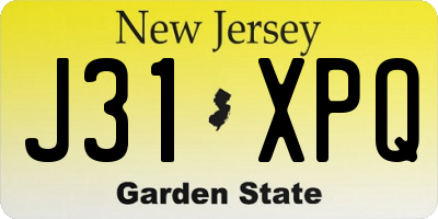 NJ license plate J31XPQ