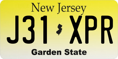 NJ license plate J31XPR