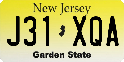 NJ license plate J31XQA