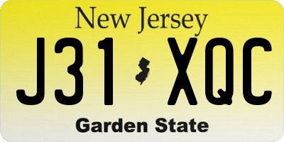NJ license plate J31XQC