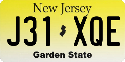NJ license plate J31XQE