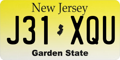 NJ license plate J31XQU