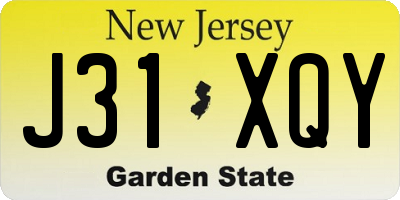 NJ license plate J31XQY