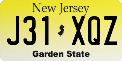 NJ license plate J31XQZ