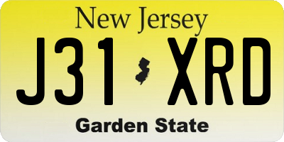 NJ license plate J31XRD