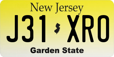 NJ license plate J31XRO