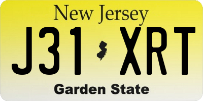 NJ license plate J31XRT