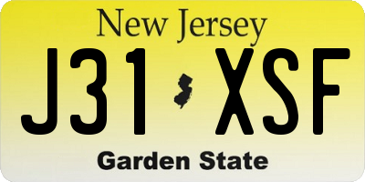 NJ license plate J31XSF