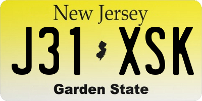 NJ license plate J31XSK