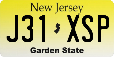 NJ license plate J31XSP