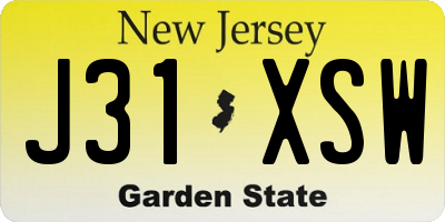 NJ license plate J31XSW