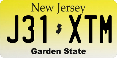 NJ license plate J31XTM