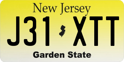 NJ license plate J31XTT