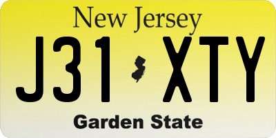NJ license plate J31XTY