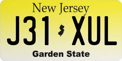 NJ license plate J31XUL