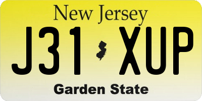 NJ license plate J31XUP