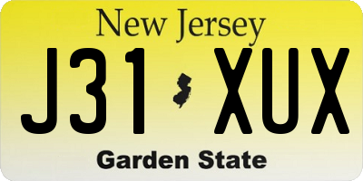 NJ license plate J31XUX