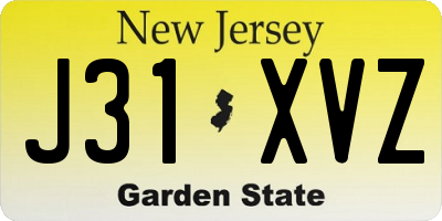 NJ license plate J31XVZ