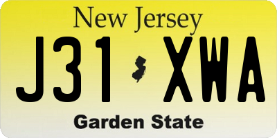 NJ license plate J31XWA