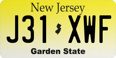 NJ license plate J31XWF