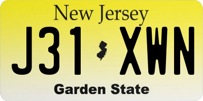 NJ license plate J31XWN