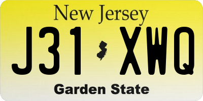 NJ license plate J31XWQ